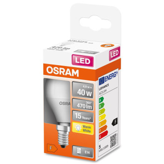 LED žiarovka E14 P45 4,9W  40W 470lm 2700K Warm 200° OSRAM STAR