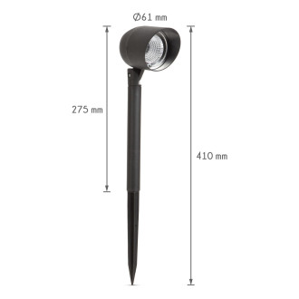 LED solárna lampa so svetlometom - čierna - 410 mm