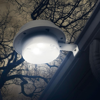 Solárna lampa na odkvap / plot s 3 LED - biela