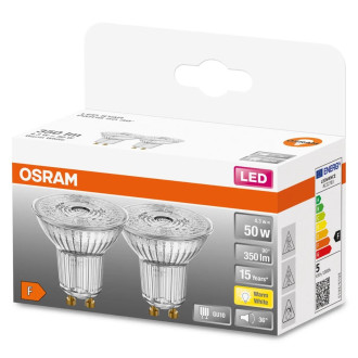 2x GU10 LED žiarovka 4,3W  50W 350lm 2700K Warm 36° OSRAM STAR