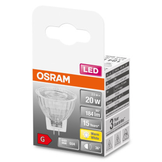 LED GU4 MR11 2,5W  20W 184lm 2700K Warm 36° 12V OSRAM STAR