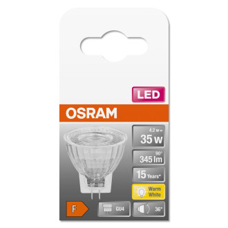 LED GU4 MR11 4,2W  35W 345lm 2700K Warm 36° 12V OSRAM STAR