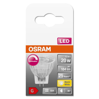 LED GU4 MR11 3,2W  20W 184lm 2700K Warm 36° 12V CRI90 Stmievateľné OSRAM SUPER STAR