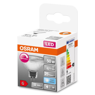 GU5.3 MR16 8W  50W 621lm 4000K Neutrálna 36° CRI90 12V OSRAM SUPERSTAR stmievateľná LED žiarovka