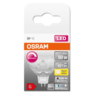 LED žiarovka GU5.3 MR16 8W  50W 670lm 2700K Warm 36° CRI90 12V OSRAM SUPERSTAR+ Stmievateľná