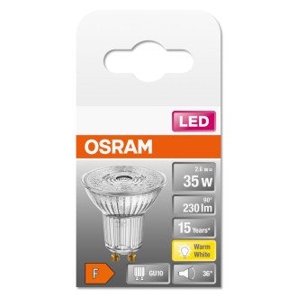 LED žiarovka GU10 2,6W  35W 230lm 3000K Warm 36° OSRAM STAR