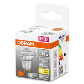 LED žiarovka GU10 2,6W  35W 230lm 3000K Warm 36° OSRAM STAR