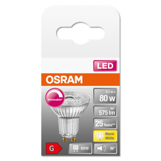 LED žiarovka GU10 8,3W  80W 575lm 2700K Warm 36° CRi90 OSRAM SUPERSTAR Dimmable