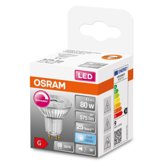 GU10 8,3W  80W 575lm 4000k Neutrálna 36° CRI90 OSRAM SUPERSTAR stmievateľná LED žiarovka