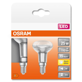 2PAK LED žiarovka E14 R50 1,5W  25W 110lm 2700K Warm 36° OSRAM STAR