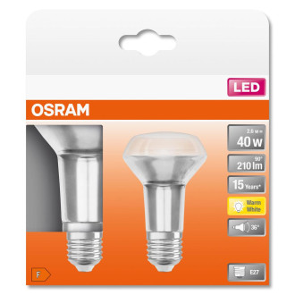 2PAK LED žiarovka E27 R63 2,6W  40W 210lm 2700K Warm 36° OSRAM STAR