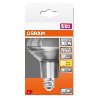 LED žiarovka E27 R80 9,1W  100W 670lm 2700K Warm 36° OSRAM STAR