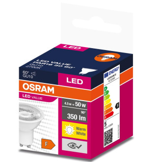 LED žiarovka GU10 4,5W  50W 350lm 2700K Warm 60° OSRAM Value