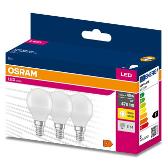 3PAK LED žiarovka E14 P45 4,9W  40W 470lm 2700K Warm 200° OSRAM Value