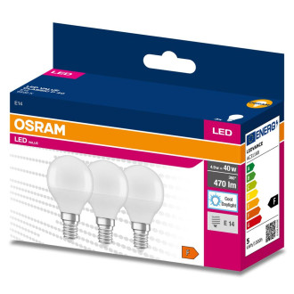 3PAK LED žiarovka E14 P45 4,9W  40W 470lm 6500K Cold 200° OSRAM Value