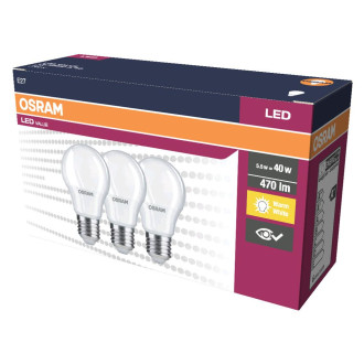 3PAK LED žiarovka E27 A60 4,9W  40W 470lm 2700K Warm 200° OSRAM Value