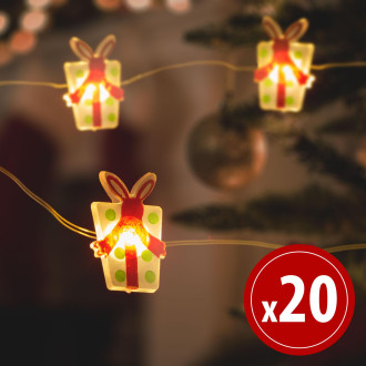 LED sveteľná reťaz - darček - 2,2 m - 20 LED - teplá biela - 2 x AA