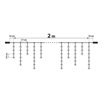 Sveteľný záves - 100 ks LED - studená biela - sieťové - IP44 - 2,2 m - 8 programov