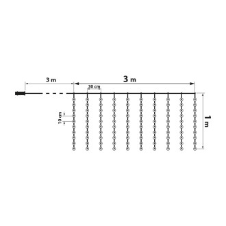 Sveteľný záves - 100 ks teplých bielych microLED- 3 x 1 m - 230V - s diaľkovým ovládačom