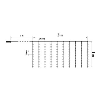 Sveteľná reťaz - 100 ks teplých bielych LED - 3 x 1 m - 230V - s diaľkovým ovládačom