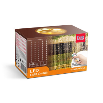 Sveteľná reťaz - 100 ks teplých bielych LED - 3 x 1 m - 230V - s diaľkovým ovládačom