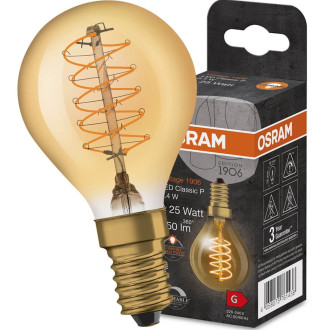 Dekoratívna LED žiarovka E14 P45 3,4W  25W 250lm 2200K Warm 320° Filament Dimmable OSRAM Vintage 1906