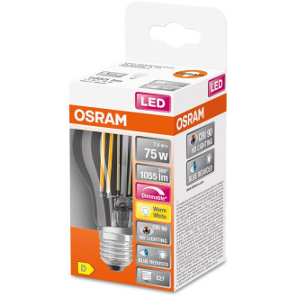 LED žiarovka E27 A60 7,5W  75W 1055lm 2700K Warm 300° CRI90 Stmievateľné vlákno OSRAM SUPER STAR+