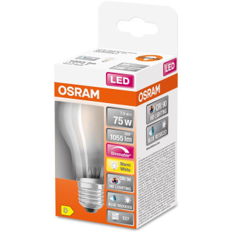 LED žiarovka E27 A60 7,5W  75W 1055lm 2700K Warm 300° CRI90 Stmievateľné vlákno OSRAM SUPER STAR+