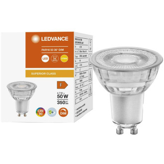 LED žiarovka GU10 4,7W  50W 350lm 2700K Warm 36° CRI90 Stmievateľné sklo LEDVANCE Superior