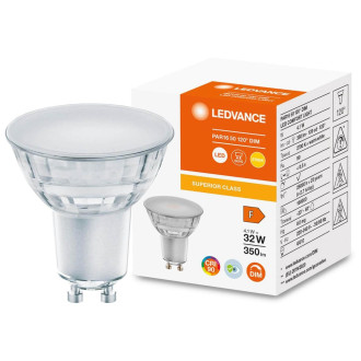 LED žiarovka GU10 4,1W  32W 350lm 2700K Warm 120° CRI90 Stmievateľné sklo LEDVANCE Superior