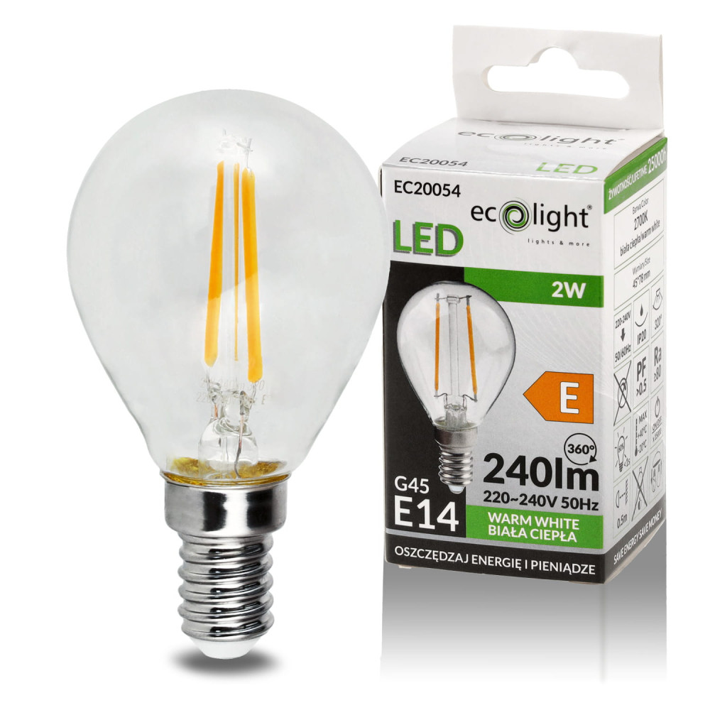 LED žiarovka E14 2W teplá biela