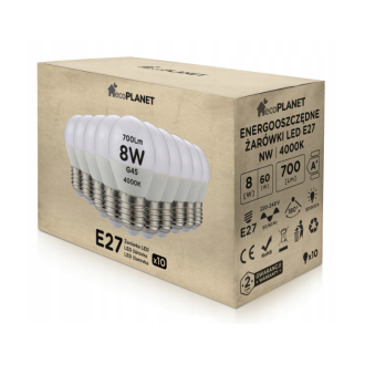 10x LED žiarovka E27 - G45 - 8W - 700lm - neutrálna biela