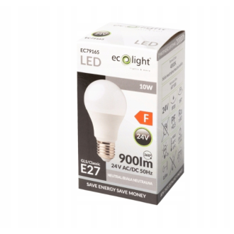 LED žiarovka - E27 - 10W - 24V - neutrálna biela