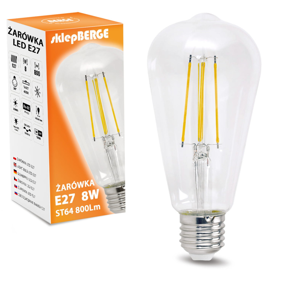 LED žiarovka E27 ST64 8W neutrálna biela