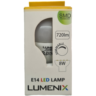 LUMENIX - Stmievateľná LED Žiarovka - E14 - 8W - 720LM - Teplá Biela