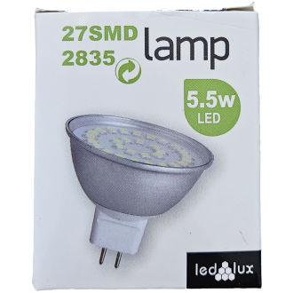 LED Žiarovka - LEDLUX - MR16 - 12V - 5.5W - 500LM - Teplá Biela