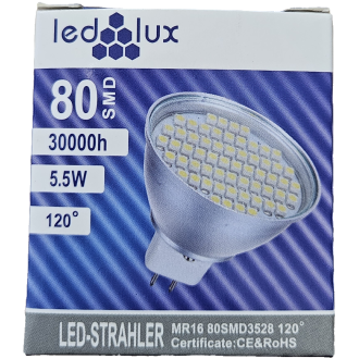 LED Žiarovka - LEDLUX - MR16 - 12V - 5.5W - 460LM - Studená Biela