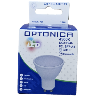 Stmievateľná LED Žiarovka - OPTONICA LED - GU10 - 7W - 500LM - Neutrálna Biela