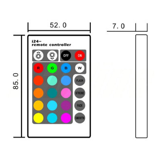 RGB Ovládač IR + Diaľkové Ovládanie 24 Tlačidiel - 72W - 6A