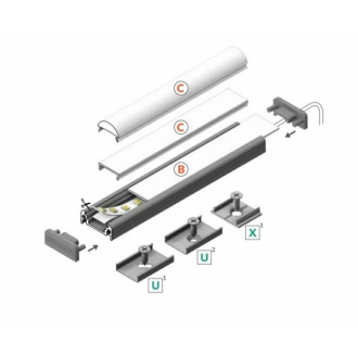 2m - Hliníkový Profil - Premium LUX - Surface10 BC/UX - Eloxovaný - Čierny