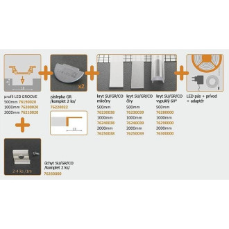 TOPMET - 2m - Hliníkový Profil GROOVE - drážkový - Eloxovaný - Strieborný