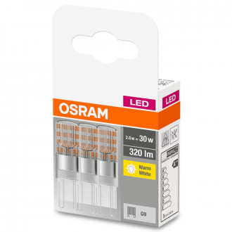 OSRAM - 3PAK LED žiarovka - 2,6W - 320lm - 360° - 230V - Teplá biela / 2700°K - Capsule G9