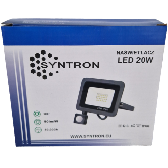 LED Reflektor + Senzor Pohybu PIR - SYNTRON - 20W - 1800lm - IP66 - Neutrálna Biela