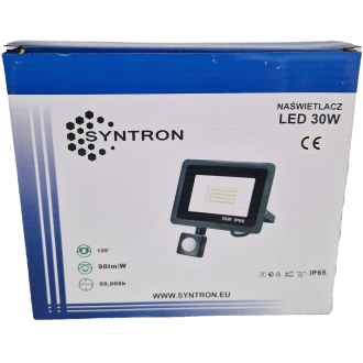 LED Reflektor + Senzor Pohybu PIR - SYNTRON - 30W - 2700lm - IP66 - Neutrálna Biela