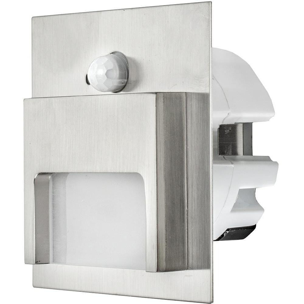 PREMIUM LUX - Schodiskové LED Svietidlo ONTARIO PIR - 1,5W - 12V DC - Do Krabičky Ø60 mm - Studená Biela / 6500°K - Satina