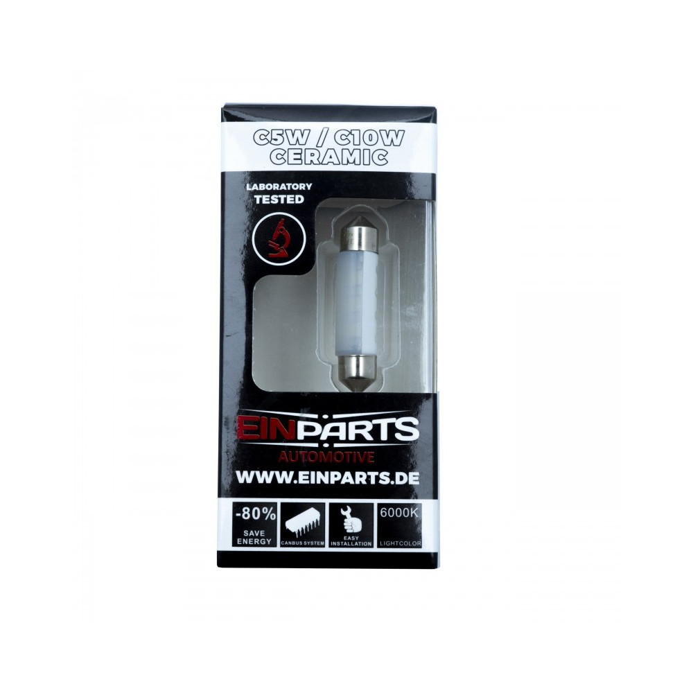 EINPARTS - 1ks - LED Žiarovka EPL120 - C10W - 42mm - Studená biela / 6000°K - CANBUS CERAMIC