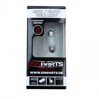 EINPARTS - 1ks - LED Žiarovka EPL117 - C5W - 31mm - Studená biela / 6000°K - CANBUS CERAMIC