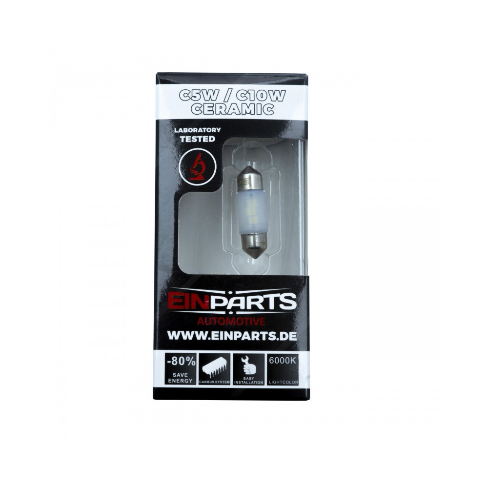 EINPARTS - EPL117 - LED Žiarovka - C5W / C10W - 31mm - CANBUS CERAMIC - 6LED - BOX 1ks EINPARTS - EPL117 - LED Žiarovka - C5W / C10W - 31mm - CANBUS CERAMIC - 6LED - BOX 1ks