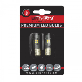 EINPARTS - 2ks - LED Žiarovka EPL189 s funkciou DRL / smerovka - P21/5W - Studená biela / 6000°K + Oranžová - CANBUS