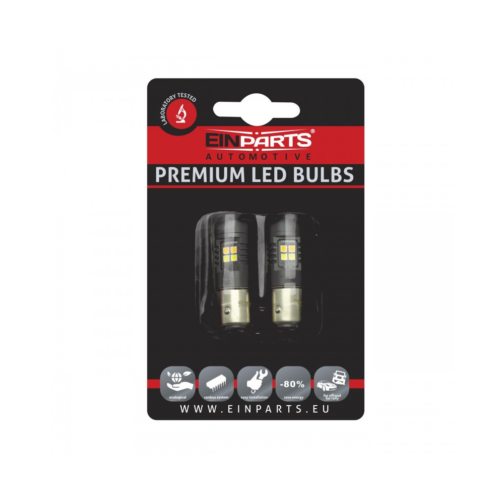 EINPARTS - 2ks - LED Žiarovka EPL189 s funkciou DRL / smerovka - P21/5W - Studená biela / 6000°K + Oranžová - CANBUS